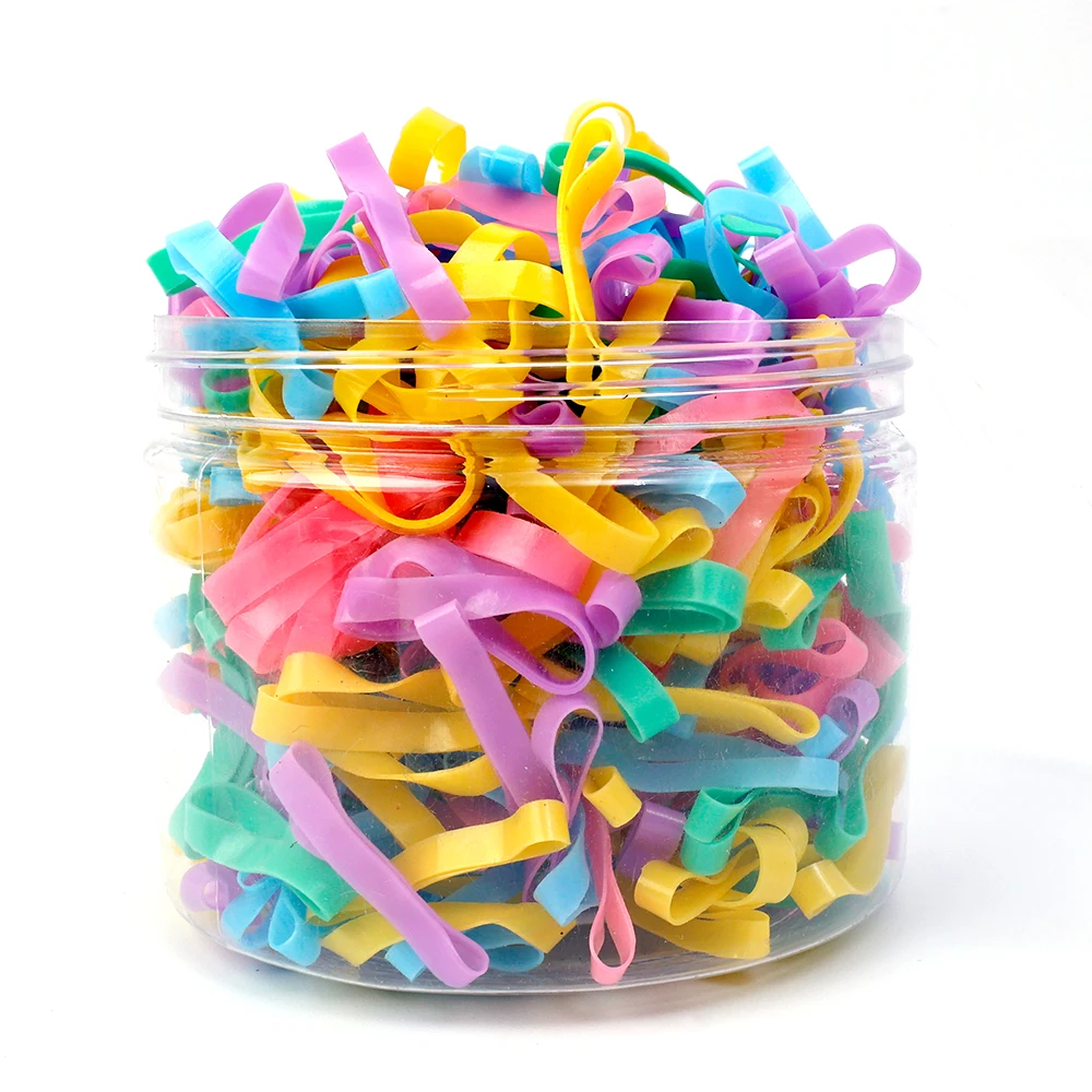500 unids/caja de bandas de goma desechables gruesas de alta elasticidad, soporte para coleta para niñas, lazos para el cabello, banda para el cabello colorida, accesorios para el cabello: Plata