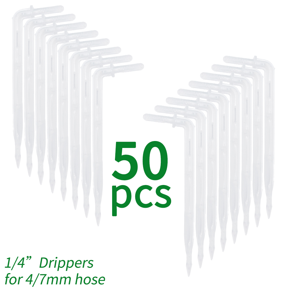 50x Garden 4/7mm Hose Transparent Bend Arrow Dripper 1/4'' Drip Emitter Water Saving Sprinkler Micro Irrigation Greenhouse: Yellow