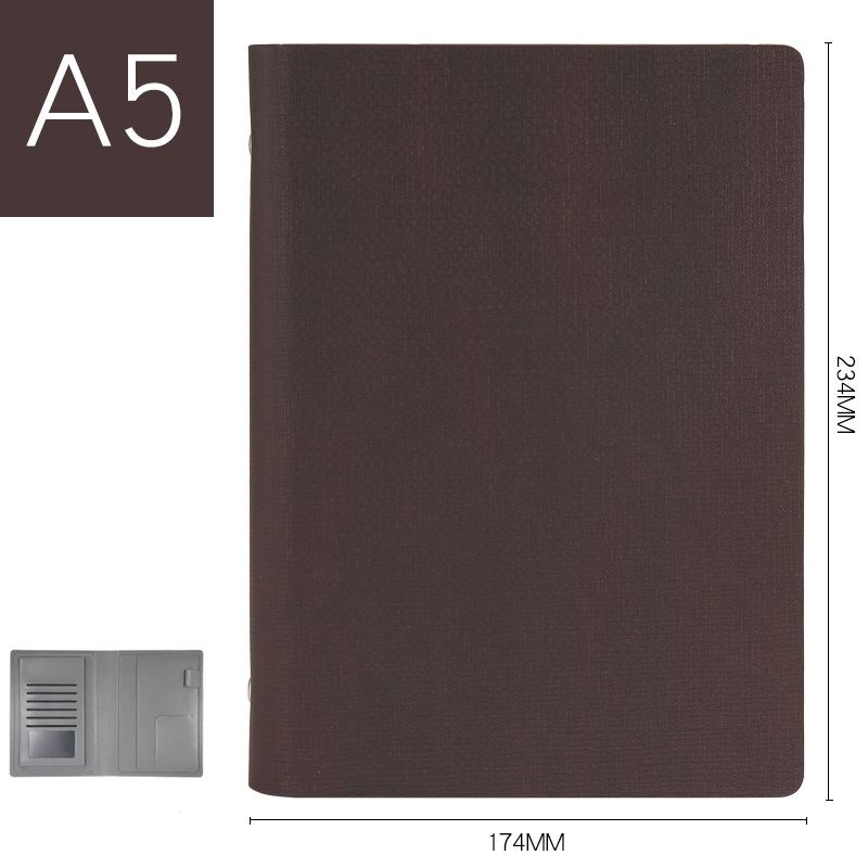 Classeur en cuir A5 Padfolio, classeur porte-carte d'affaires, organiseur de bureau, école, classeur à 6 anneaux, tampons d'écriture de gestionnaire: Rouge