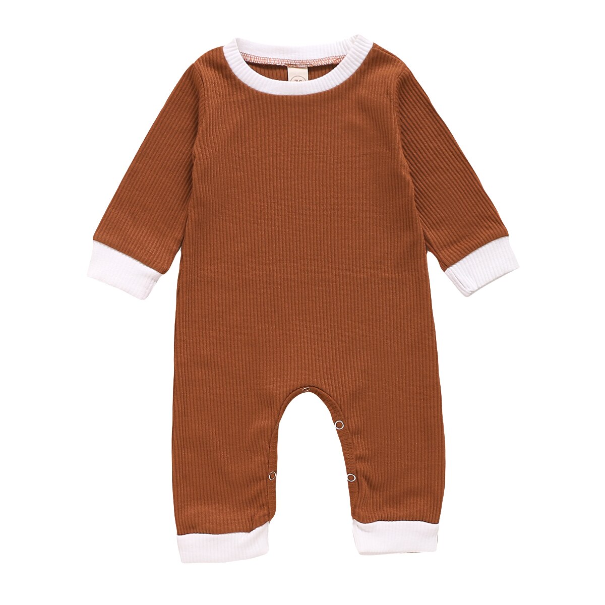 Efterår nyfødt baby drenge piger bukser solide langærmede knap afslappede jumpsuits outfits: D / 18m