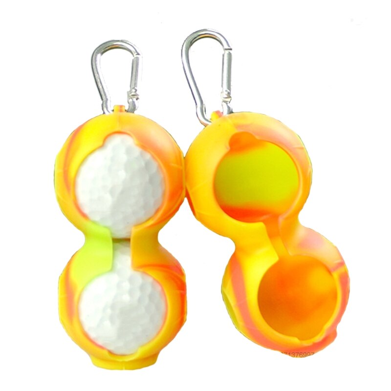 Silicone Golf Ball Cover Wear Resistant Protective with Keychain Golf Accessories Supplies Lightweight Golf Ball Sleeve: colorful yellow