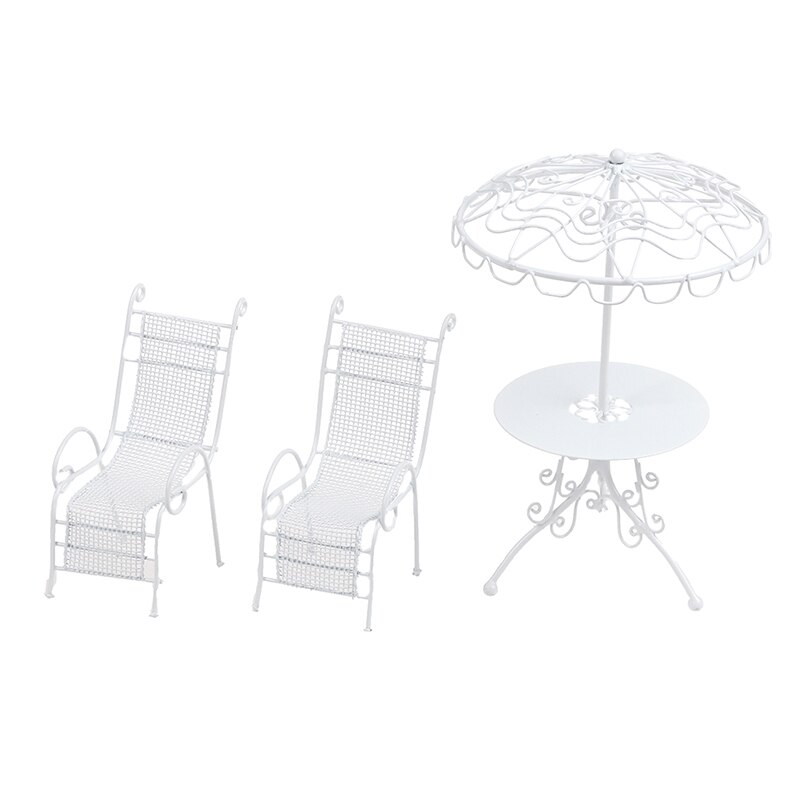 3 stk / sæt 1/12 skala hvide runde bordstole møbler sæt til dukkehus altan haven simulering legetøj til baby børn
