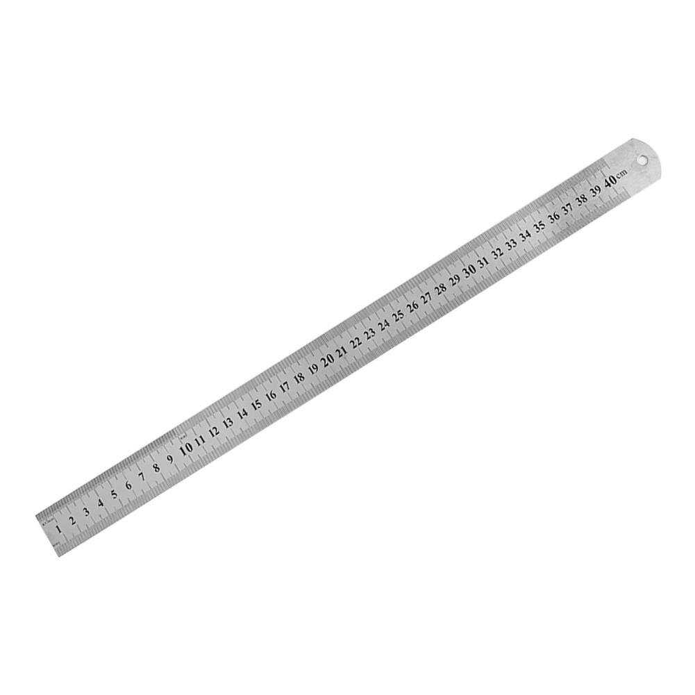 Regla recta de Metal, regla de acero inoxidable, suministros de escritura de papelería, herramientas de mano, herramienta de medición de doble cara de precisión: 400mm