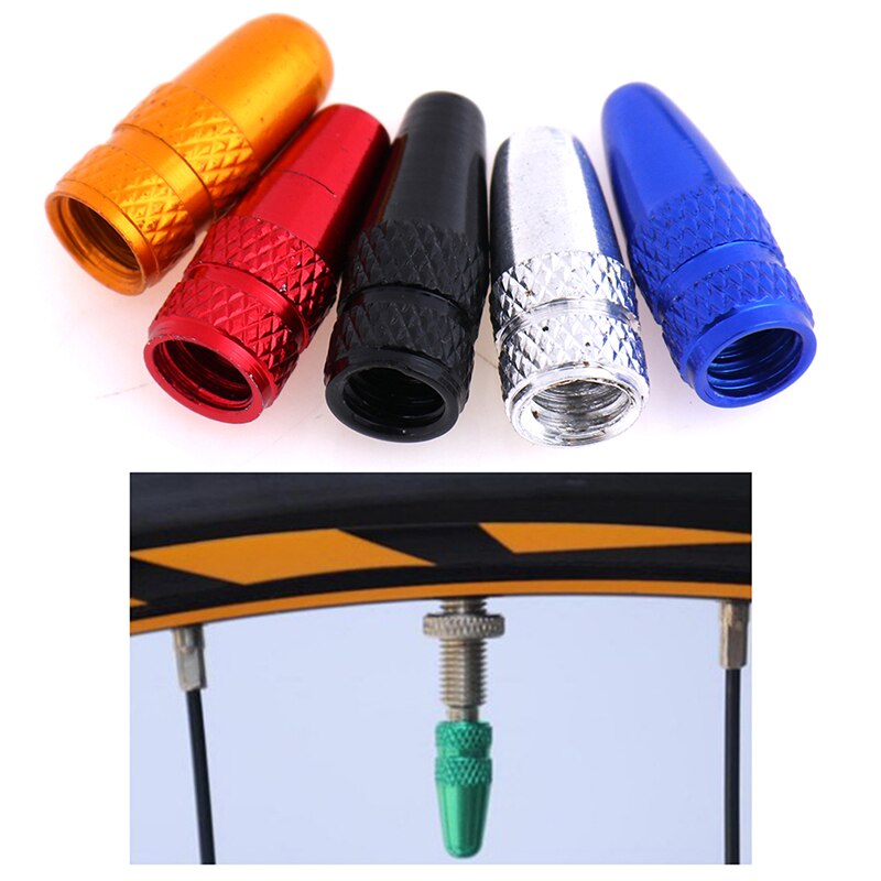 Tapón de válvula Presta para bicicleta, cubiertas de válvula de aire para llanta de rueda de montaña, de aluminio, a presión, antipolvo, 5 uds.