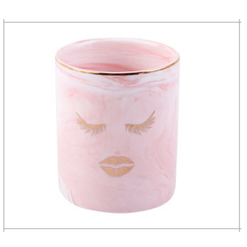1pc Ceramic Pen Holder Marble Texture Pencil Cup Pot Desk Organizer Makeup Brush Holder SMD66