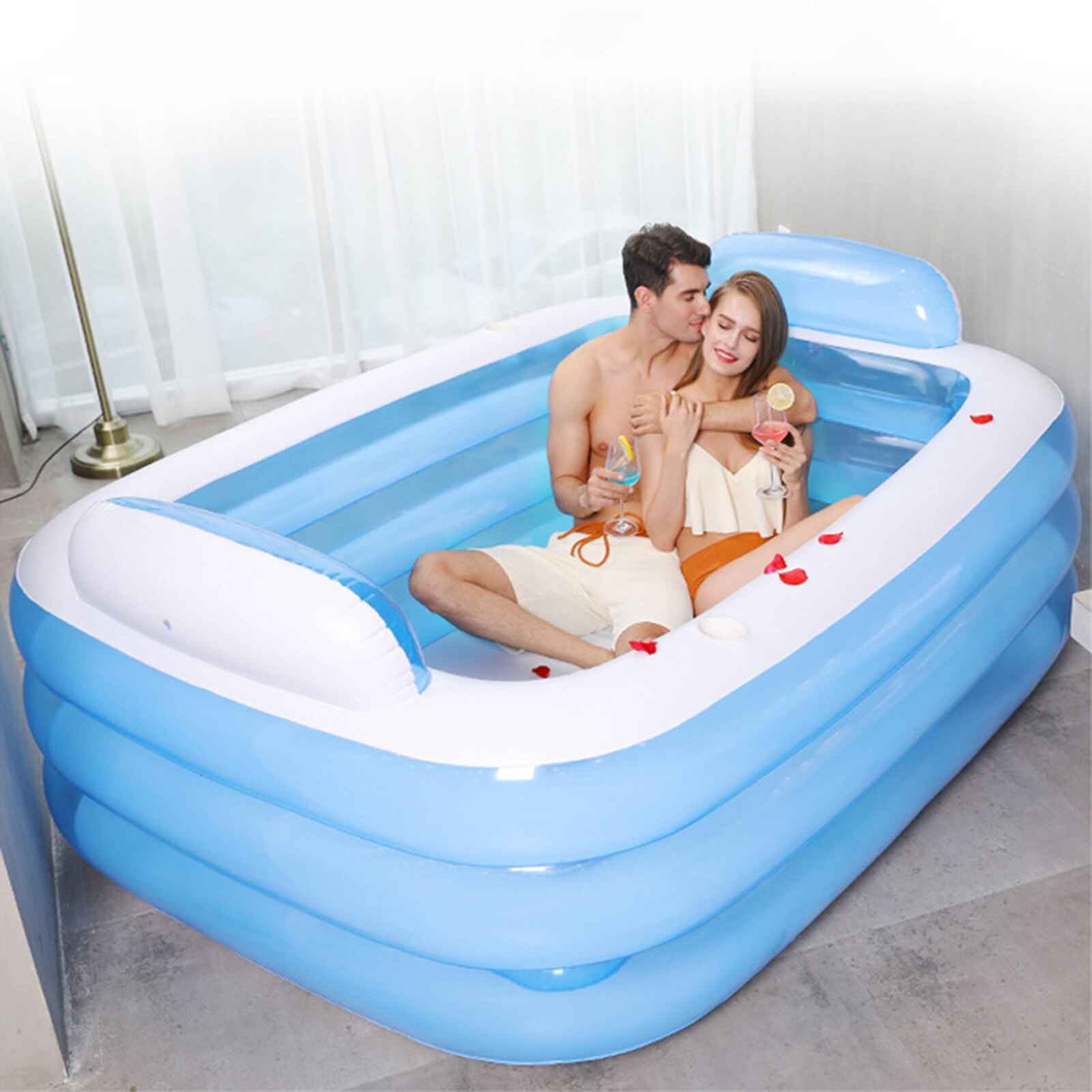 Zomer Opblaasbare Dubbele Bad 3 Lagen Verdikte Pvc Zwembad Thuis Opblaasbare Zwembad Peuterbad Baden Bad