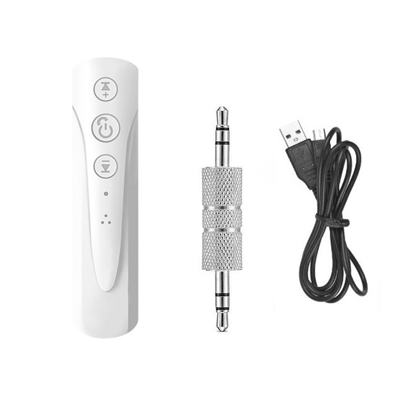 Adaptador Bluetooth manos libres para coche, 4,1, 3,5mm, Aux, receptor de Audio, auriculares de teléfono, música, Kit de coche, adaptador para auriculares: White