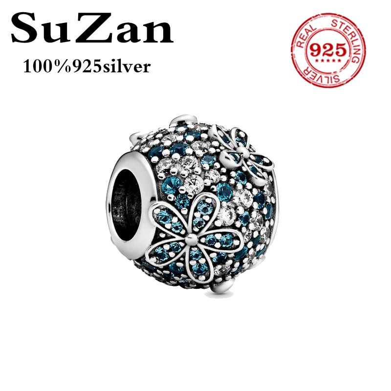 Suzan Reale Dell'argento Sterlina 925 del Branello di Fascino del Reflexions Eleganza Clip Con Perline di Cristallo Misura Pan Braccialetti Donne Gioielli Fai Da Te