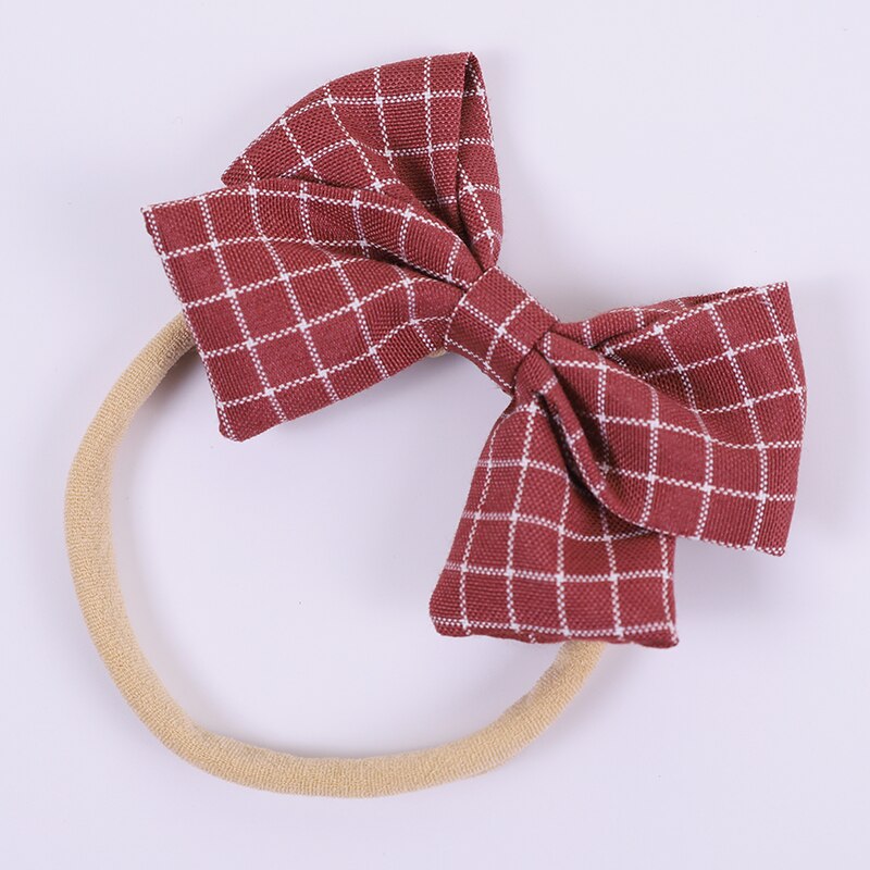 Nette Plaid Nylon Baby Stirnbänder Für Mädchen Baumwolle Leinen Bogen Handgemachte Elastische Knoten Baby Hairband Stirnband Neugeborenen Haar Zubehör: 8