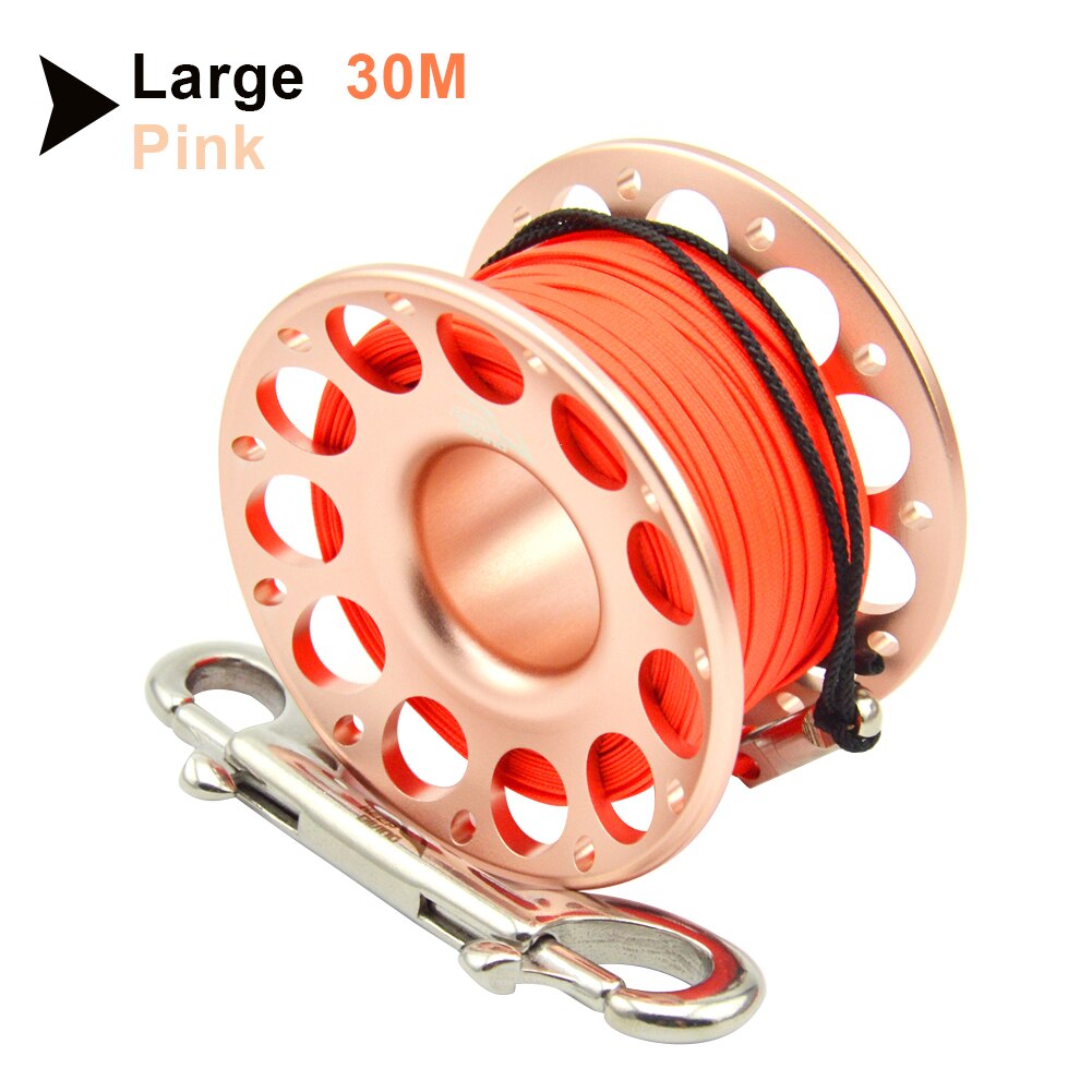 15m/30m Duiken Aluminium Spool Vinger Reel Met Rvs Diving Spool Finger Reeldouble Ended Haak Smb Apparatuur Cave Dive: Pink30M