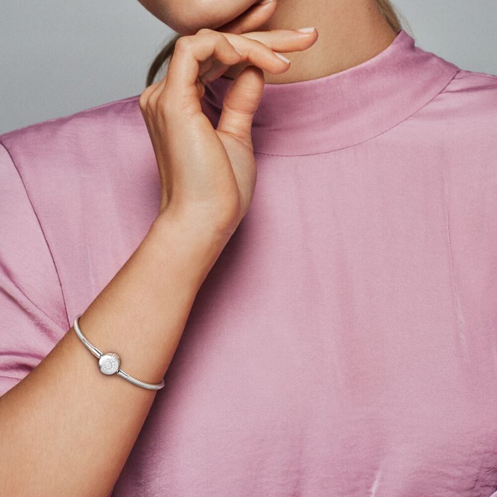 Bracelet 925 Sterling Silver simple Bracelet Sparkling CZ Fit Original Charms Beads DIY Jewelry For Women bracelet