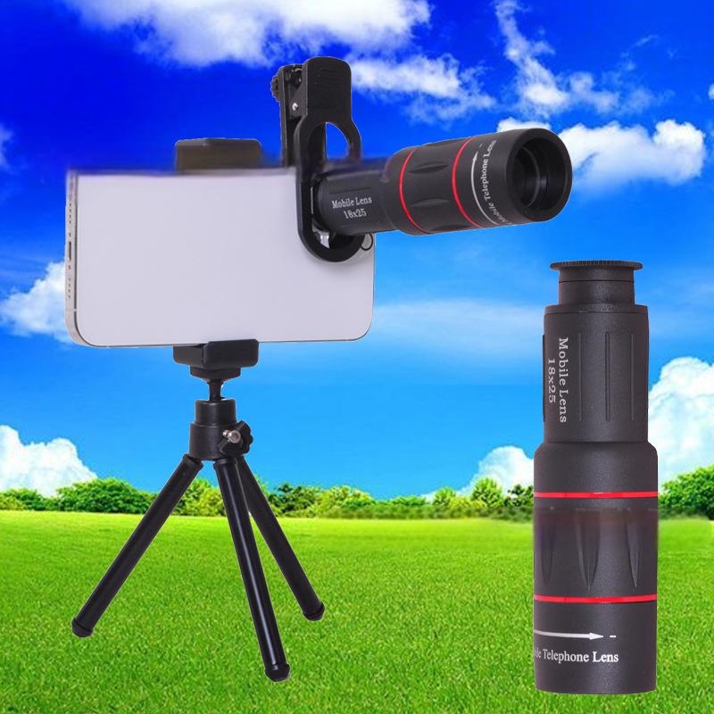 Lente teleobjetivo de un solo barril, cámara externa, adecuado para teléfonos móviles, telescopios, grabación de conciertos, 18 veces, 1pc