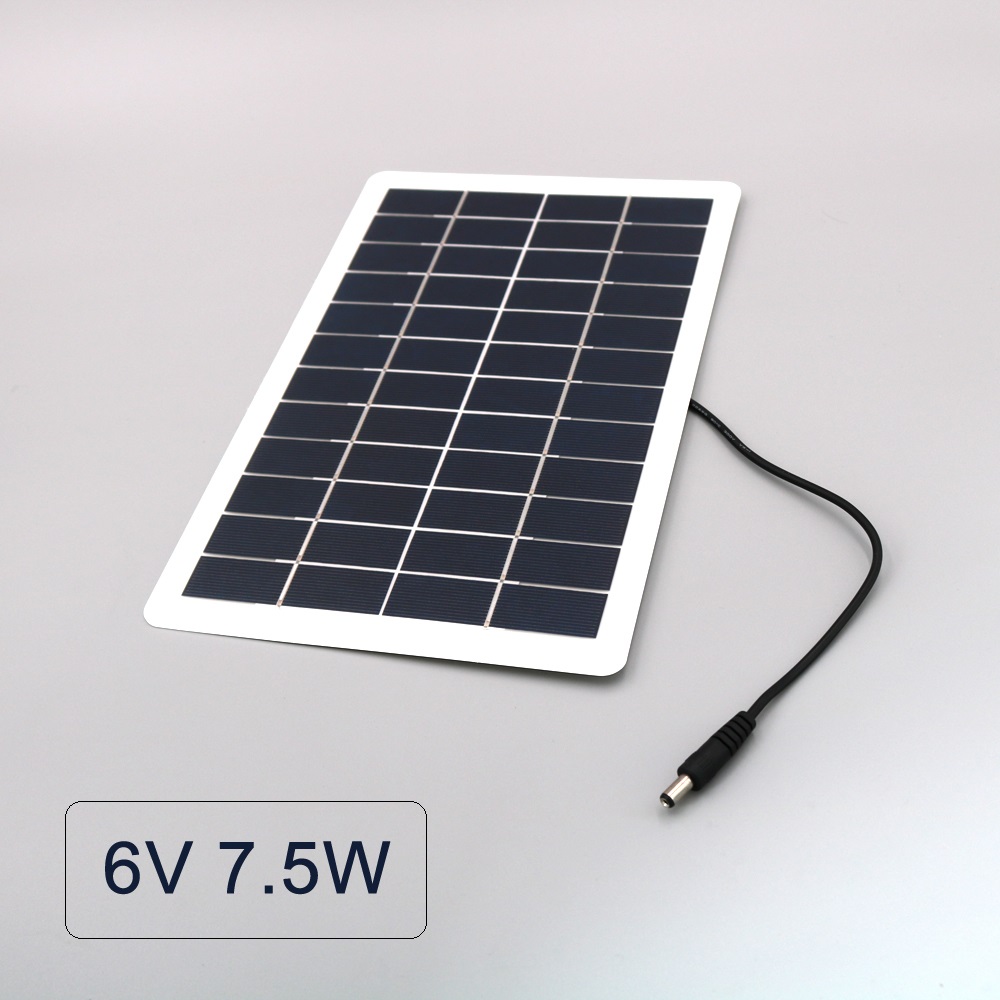 Panel Solar de 12V, 6V de CC, 5W, 7,5 W, DC5.5 x 2,1, cargador de batería, regulador de voltaje, Banco de energía, célula Solar para exteriores, 18650, 3,7, 7,4 y 12,6 V: 6V 7.5W