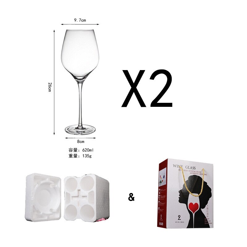 Juego de vino de cristal, copa de vino tinto, decantador, evaluación, copa de champán, , Bar en casa, restaurante, Hotel, utensilio para beber: 2pcs cup 004