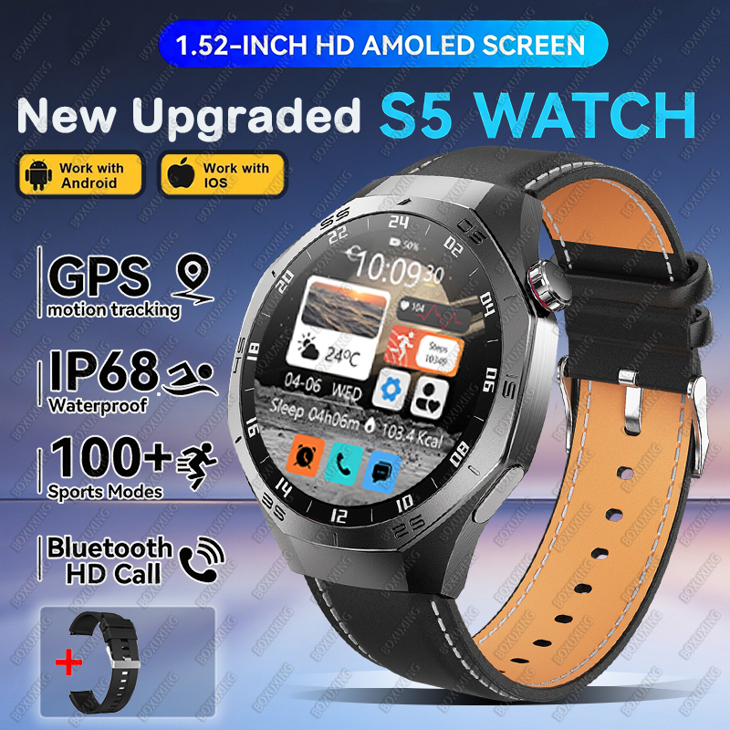 2025new para huawei gt5 pro relógio inteligente masculino hd tela amoled gps trajetória de movimento freqüência cardíaca bluetooth chamada 1.52 "smartwatch ip68: green
