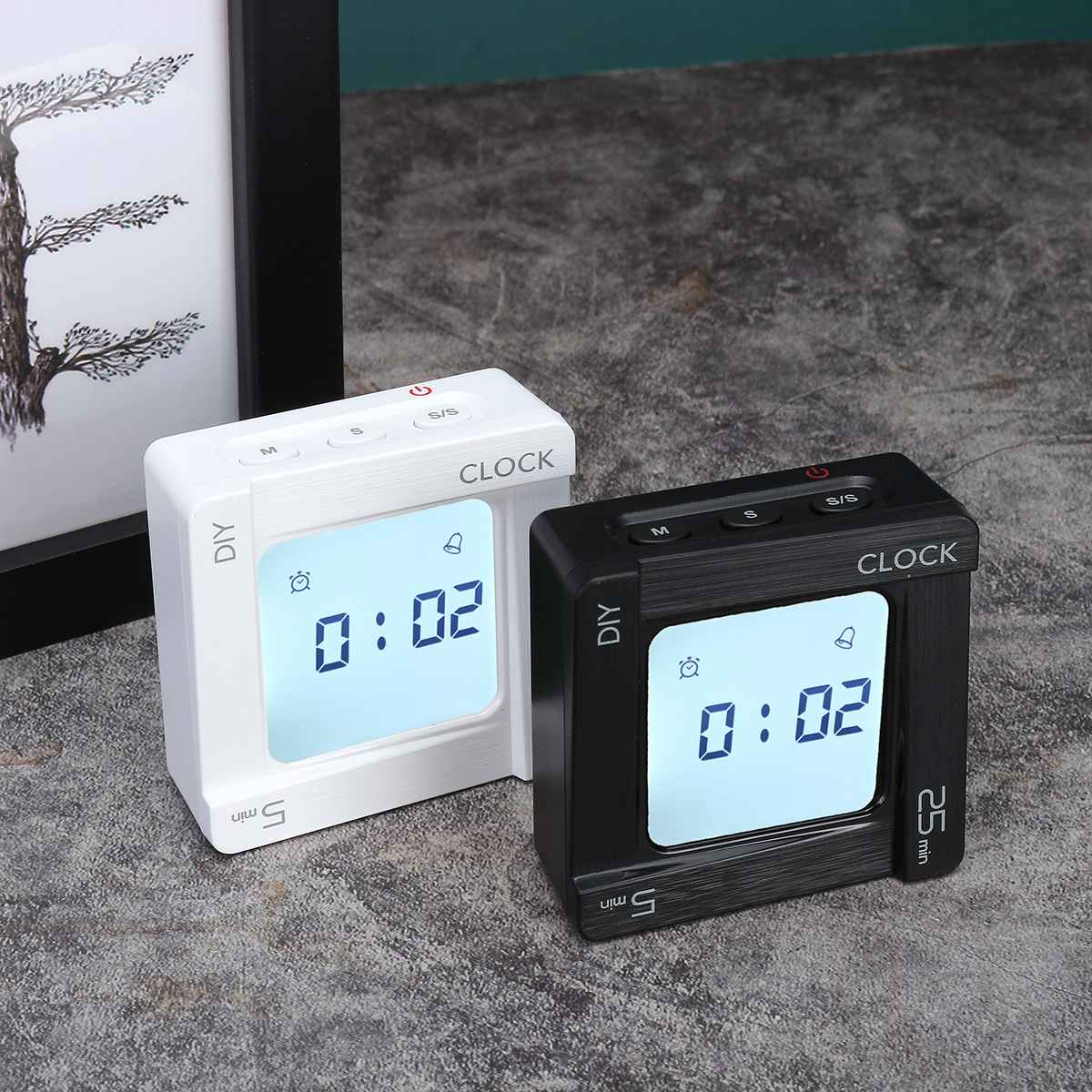 LED Alarm Clock Digital Flip Vibration Reminder Countdown Timer Snooze Time Adjustable Bedside Kitchen Desktop Timer Supplies