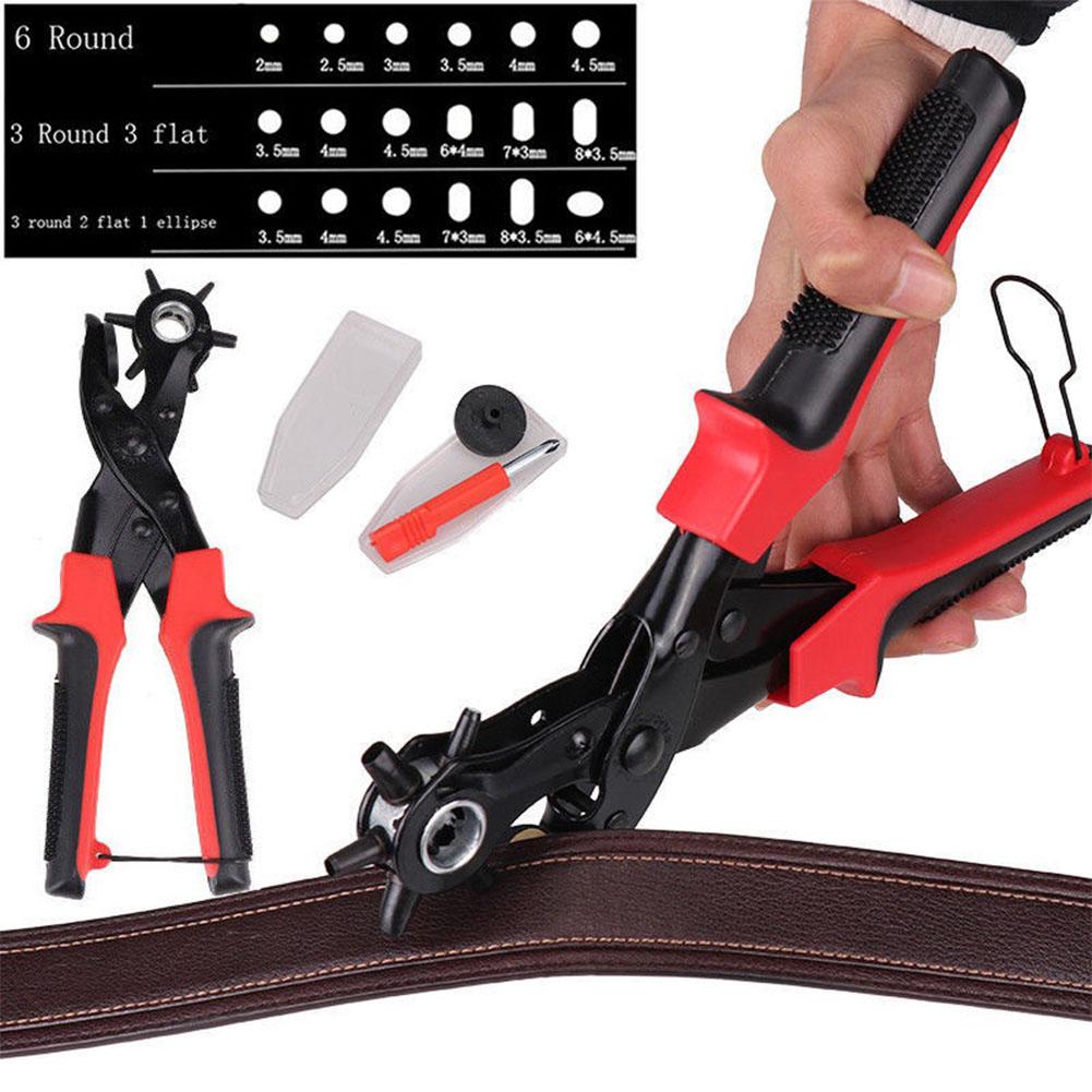 Leather Belt Eyelet Hole Punch Pliers Heavy Duty Band Revolving Puncher