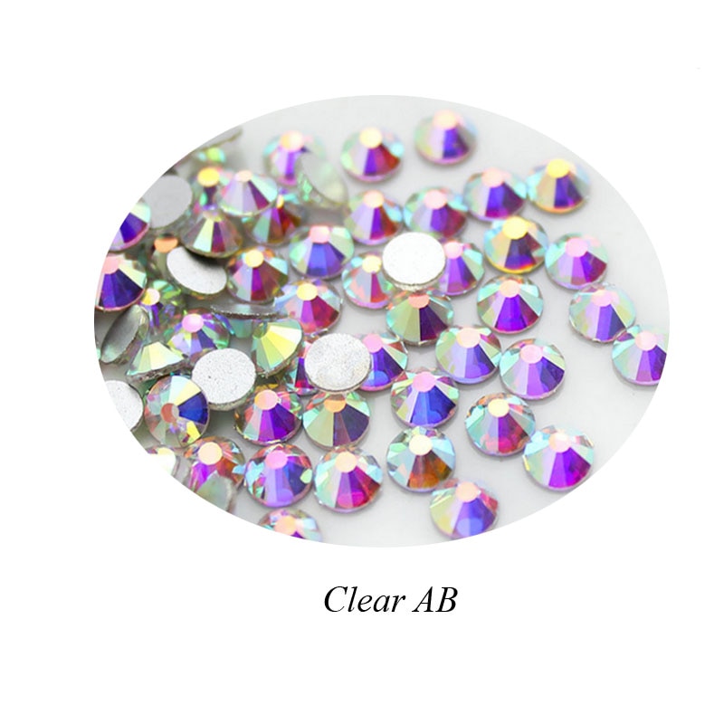 Swarovski – strass en verre à dos plat pour ongles, 1440 pièces, tailles mixtes SS4-SS50, pierres de décoration AB claires pour Nail Art, accessoires de manucure