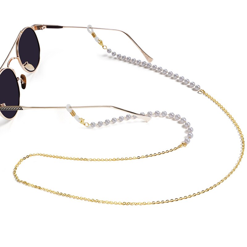 1Pcs Imitatie Parel Glazen Ketting Masker Lanyard Ketting Zonnebril Zonnebril Snoeren Casual Parel Kralen Glazen Ketting