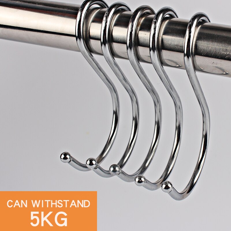 5PCS Stainless Steel S-hook Kitchen Hook Dormitory Hanger Wall Hanging Coat Rack Door Back Wardrobe Clothes