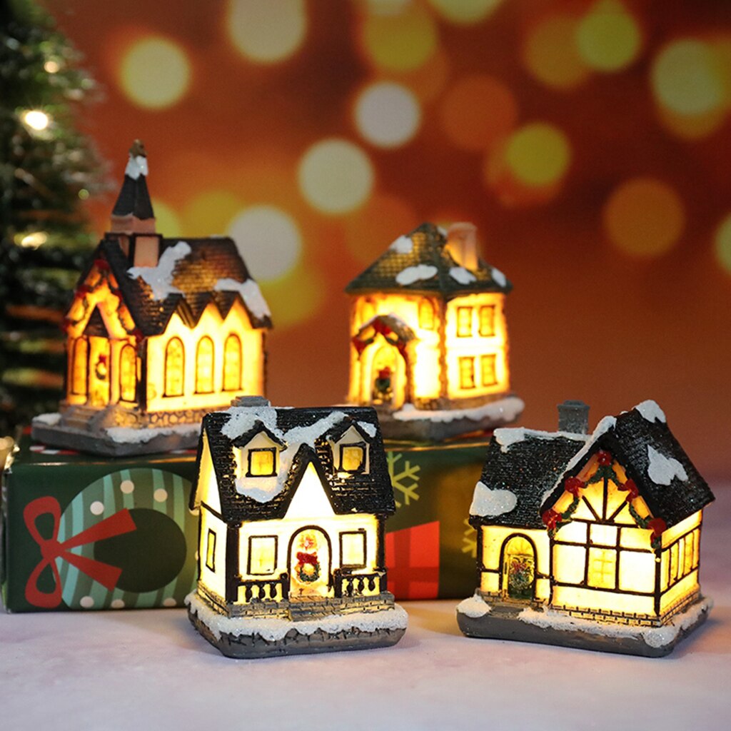Christmas Decor Lighting Miniature Ornament Village Houses Xmas LED Light House