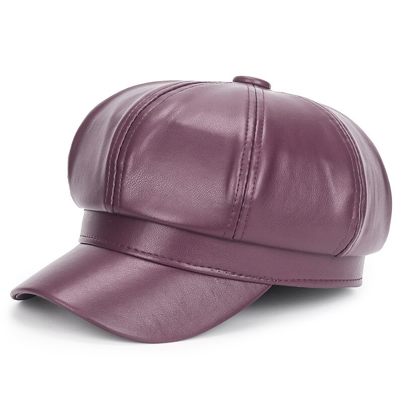 Gorro de cuero con visera para niño y mujer, gorro de estilo clásico, a la , para invierno, novedad: PP