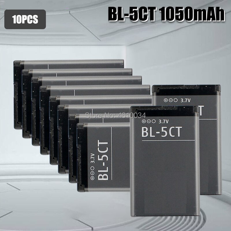Bl -5ct bl 5ct genopladeligt mobiltelefon erstatningsbatteri til nokia  c5-00 6303 c3-01 3720 classic batteri: 10 stk