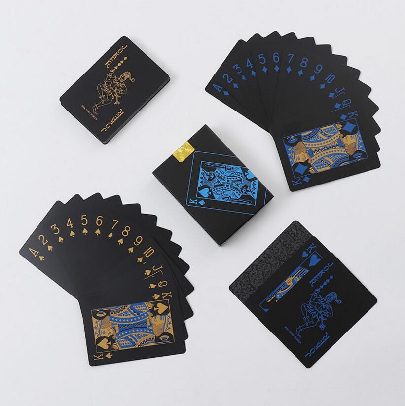 Vandtæt pvc plastik spillekort poker klassiske magiske tricks værktøj ren sort magi boks-pakket gyh