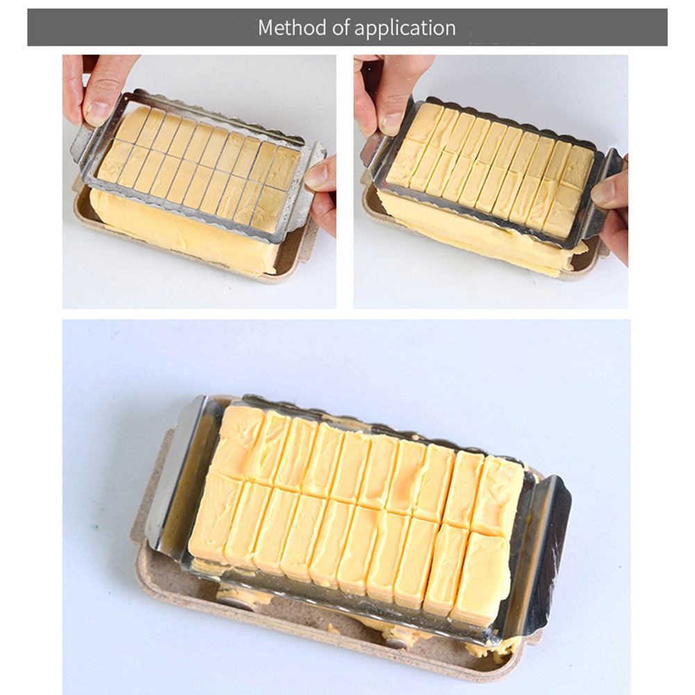 Butter Storage Box Stainless Steel Tangent Fast Cutting Rectangular Fresh-keeping Cheese Case Preservation Container