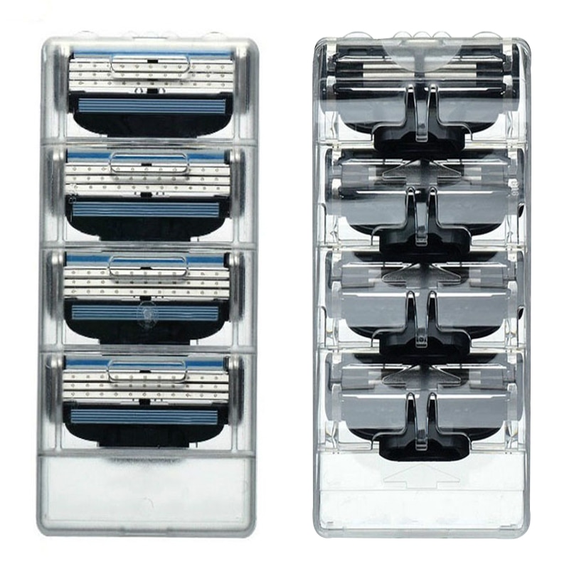 4 Stuks Professionele Scheren 3 Lagen Scheren Scheermesjes Cartridges Blade Machine Compatibel Voor Mannen Gezichtsverzorging