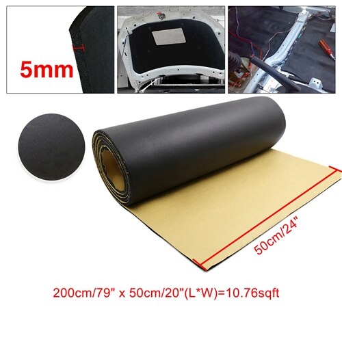 Uxcell-manta automotiva isolante de som, 5mm/8mm/10mm de borracha e espessura: 5mmx200cmx50cm