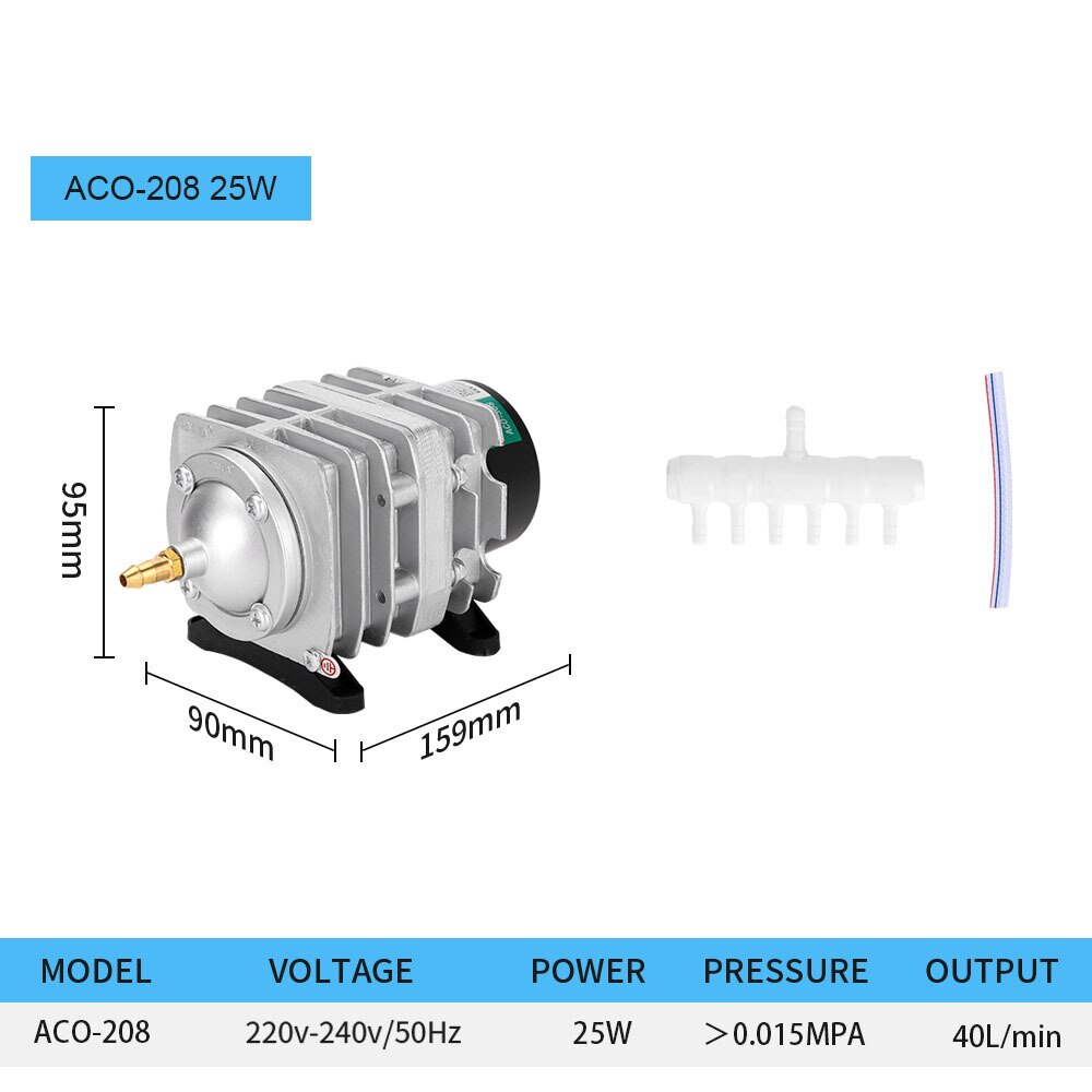 Aquarium Kompressor Air 220V High Power E-magnetische Luftpumpe Fischteich Sauerstoff Pumpe für Teich Air Belüfter pumpe ACO-208/308/318 240V: ACO208-25W / UK Plug