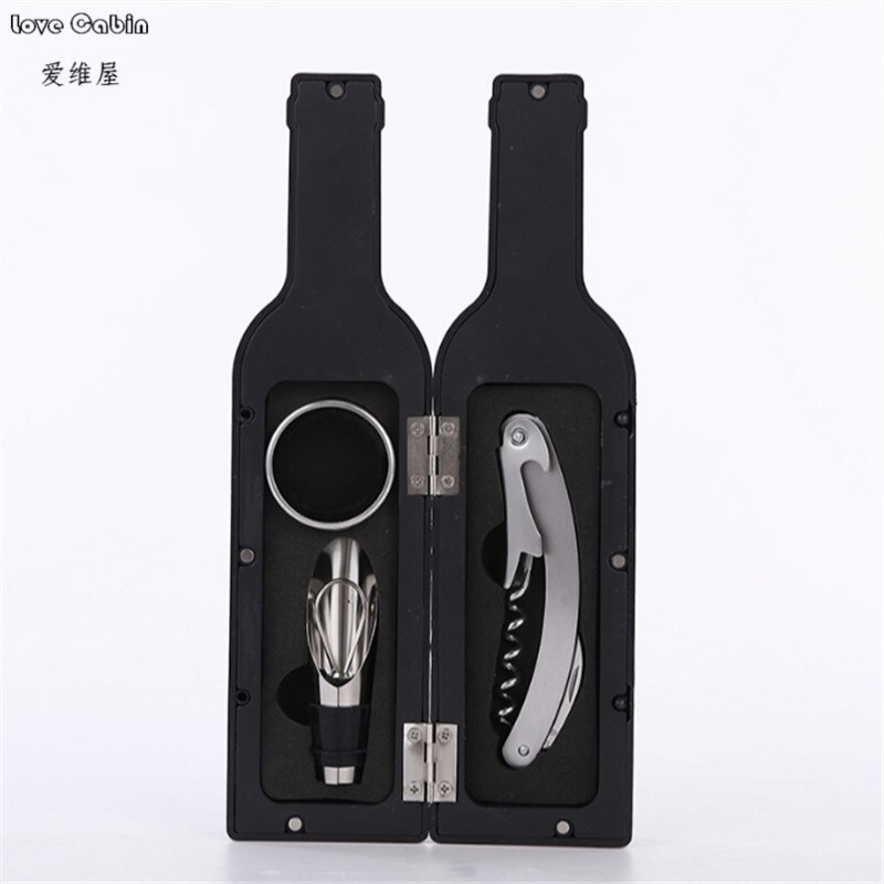 3 Pcs Wijnfles Set-Flesopener, Drip Ring, wijn Schenker Wijn Tool Set Corkscrew & Accessoire Set Huwelijkscadeau: Default Title