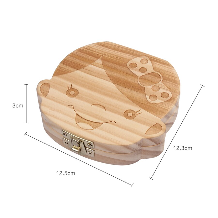 Baby Tand Doos Spaans/Engels/Nederlands/Russisch/Frans/Italiaans Houten Melk Tanden Organizer Opslag Jongens meisjes Baby Souvenirs