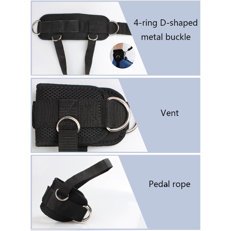 Justerbara 4 d- ring fotled remmar gym fot kabel maskin fitness lår glute pad