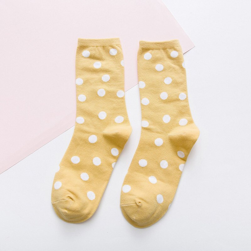 Novo outono e inverno meias femininas polka dot moda meias, algodão em tubo vaca meias femininas