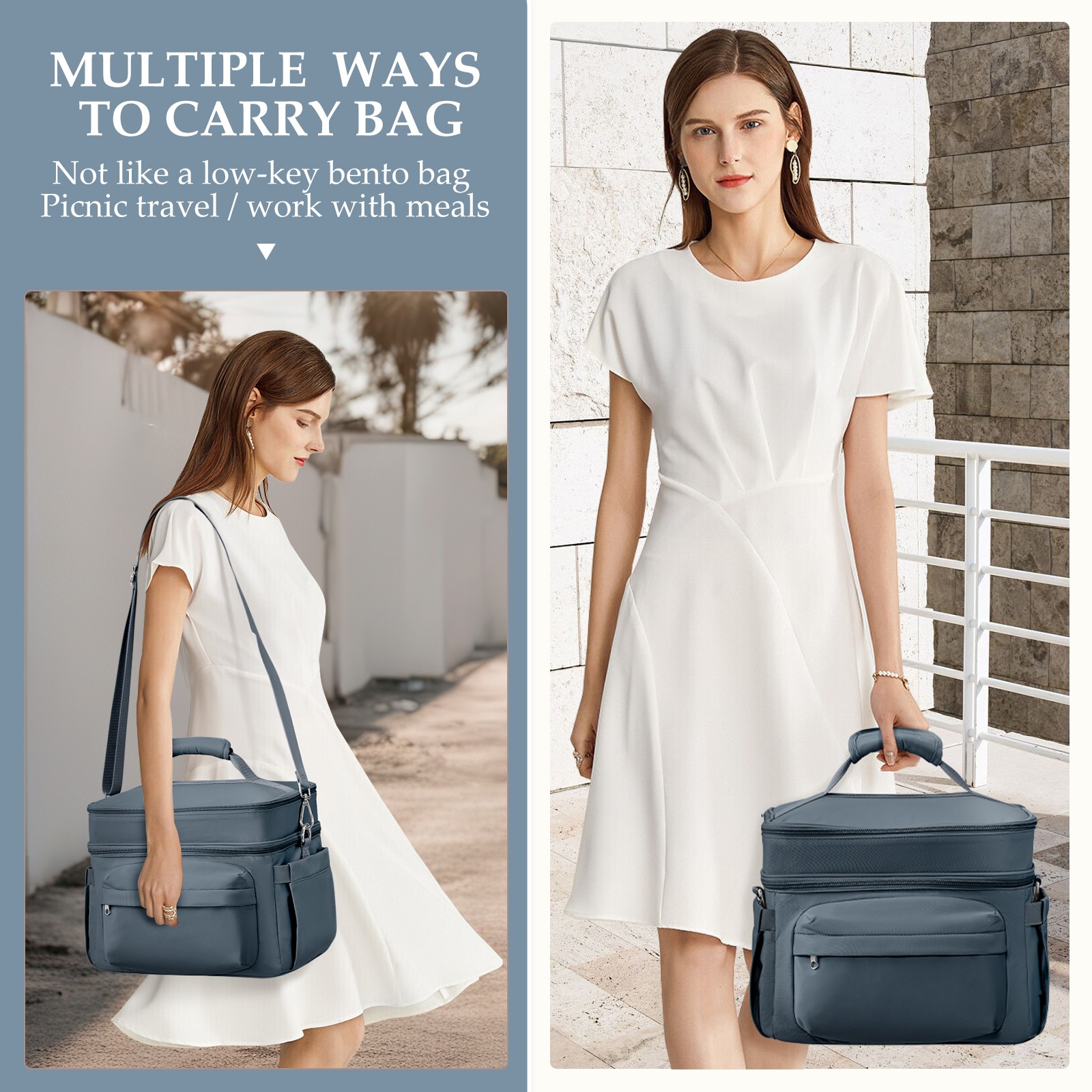 Grote Capaciteit Handheld Met Schouderriem Finsulated Lunchtas Voor Vrouwen, Student Verdikte Waterdichte Geïsoleerde Lunchbox Tas