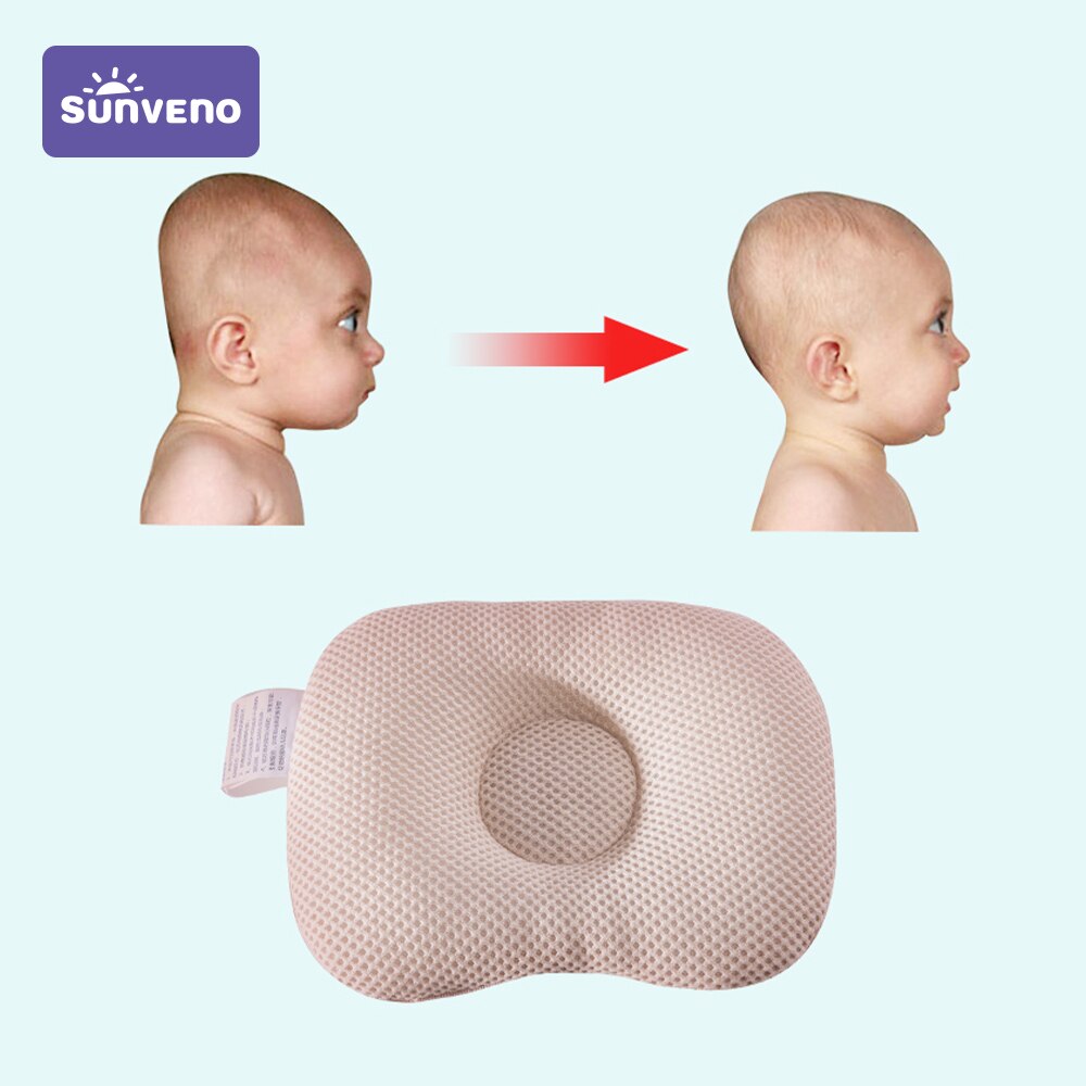 Sunveno – oreiller respirant pour bébé, soutien du sommeil du -né, Concave, coussin façonnant, empêche la tête plate