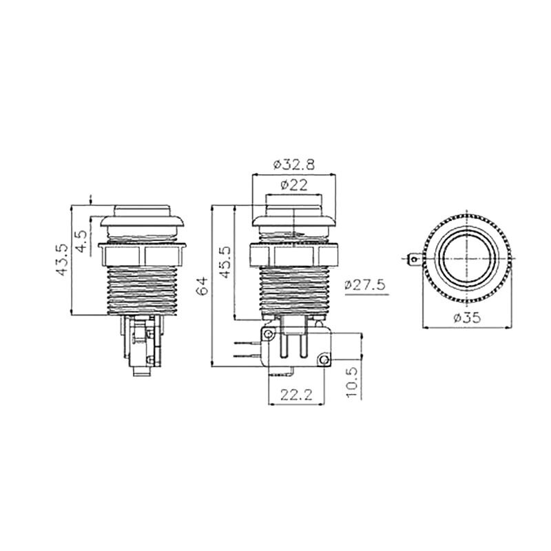 28mm Ronde Arcade Drukknop Amerikaanse Stijl Drie Voet Micro Schakelaar voor MAME Jamma M5TC