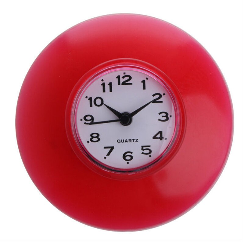 Réveil à ventouse étanche cuisine salle de bains bain douche horloges avec ventouse horloges murales décoration: red