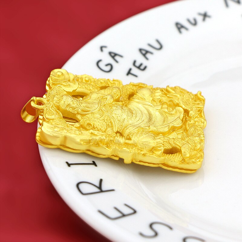 Luksusowy 24K żółty złoty wisiorek dla kobiet mężczyzn wypełniony gruby złoty wisiorek damski zaręczynowy urodziny elegancka biżuteria na prezent bez łańcucha