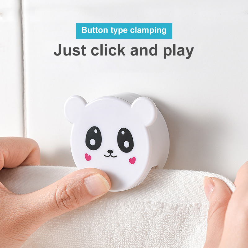 Cartoon Wall Mounted Rag Rack Punch-free Towel Clip Viscose Towel Storage Clip Paste Without Trace Storage Rack For Kitchen