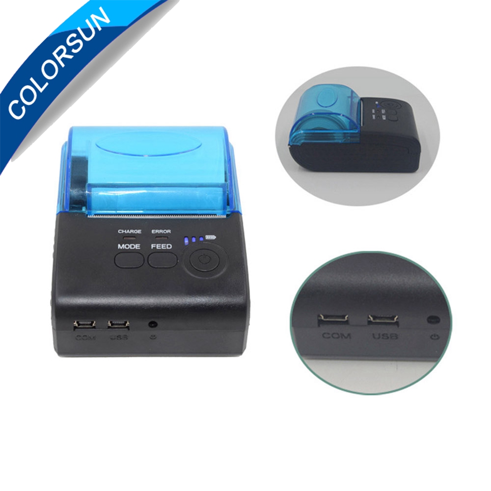 Colorsun Thermal Label Printer bluetooth receipt Printer Qr Code Barcode Thermal Label Printers 57mm for Printing