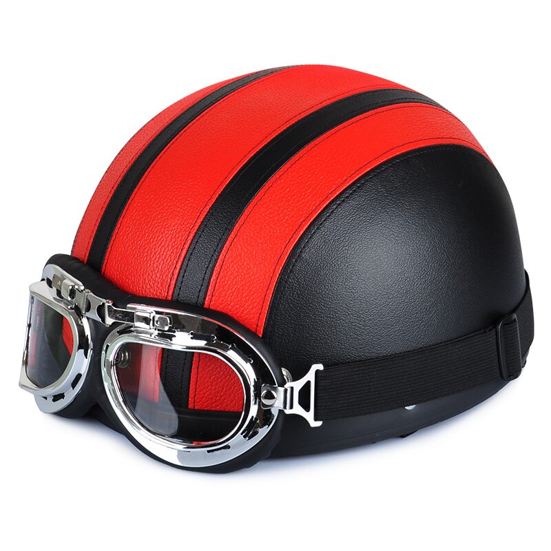 Moto Rcycle Lederen Helm Moto Rbike Riding Vintage Cruiser Touring Half Helmen Moto Fiets Scooter Biker Helm