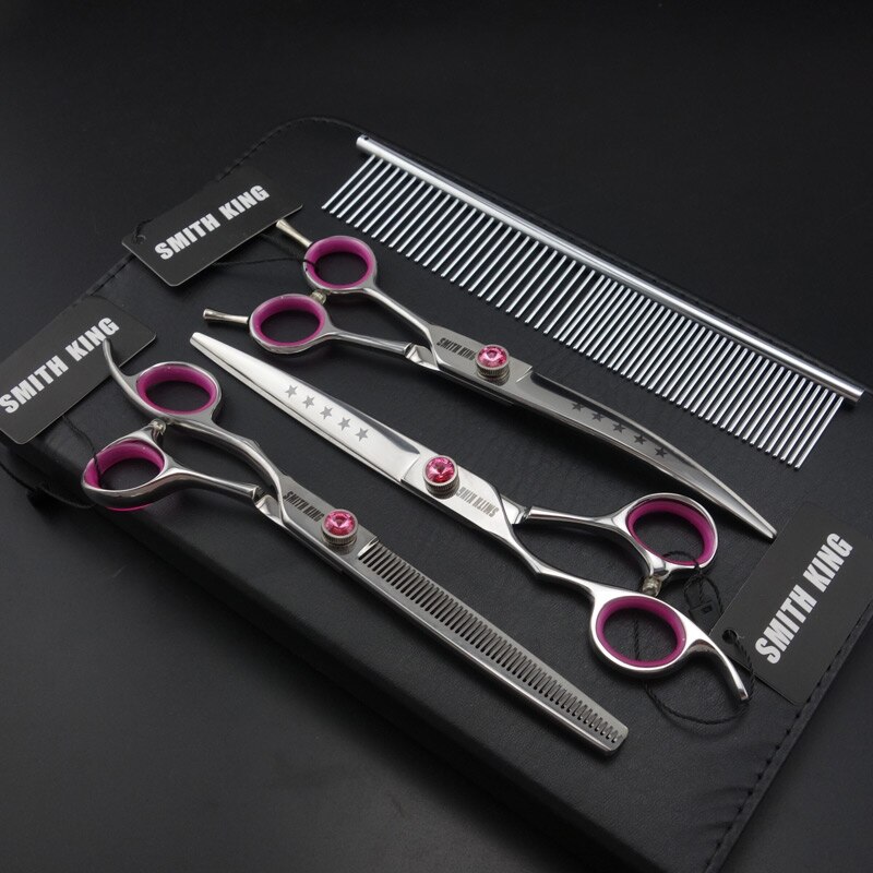 7 inch Left-handed pet grooming scissors Cutting scissor&curved scissor&thinning Shears SUS440C K242