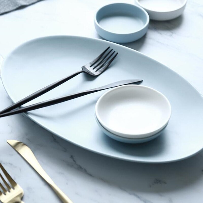 nordisch einfache matt blau weiß keramik geschirr einstellen Speisen Reis Salat Nudeln Schüssel Suppe Küche Kochen Werkzeug 1 pc