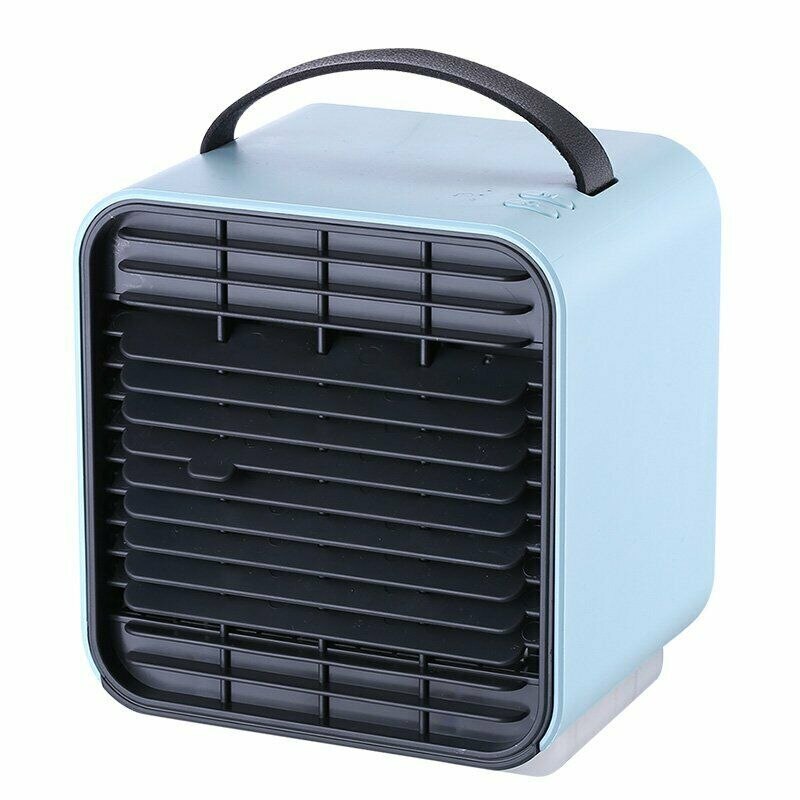 Mini portátil de aire acondicionado ventilador espacio Personal ventilador de luz LED más fría enfriador de aire de Casa USB de enfriamiento de aire recargable fresco enfriador: blue