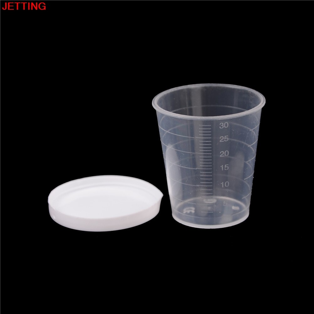 10 PCS 30ml Cylinder Clear PP Liquid Measuring Cups White Lid Indexing Clear Container Tub Plastic Graduaeted Laboratory Test