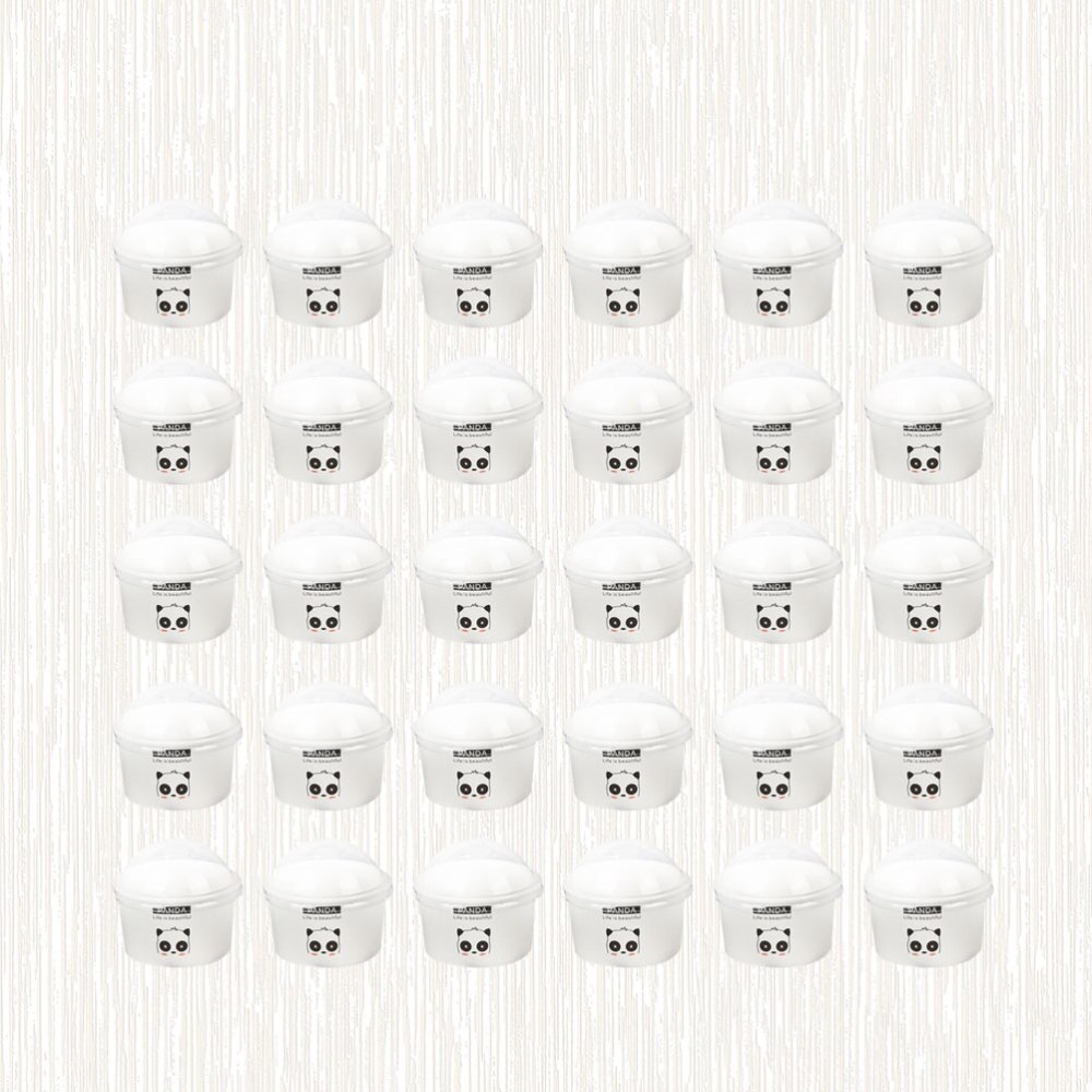 100 stuks 85/200ml wegwerp ijsbekers, papieren bekertjes met halve bolvormige deksel, desserttaartbekertje (blauw): Wit