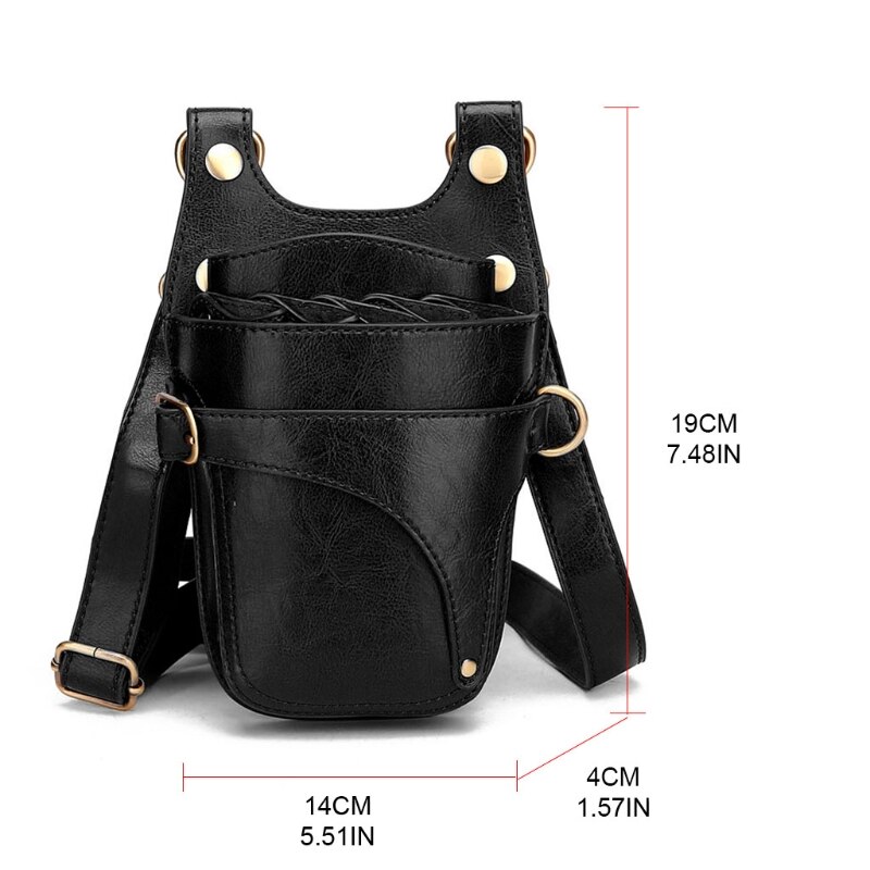 Draagbare Pu Lederen Schaar Tas Met Riem Haar Stylist Pocket Kappers Tool Pouch Voor Kappers